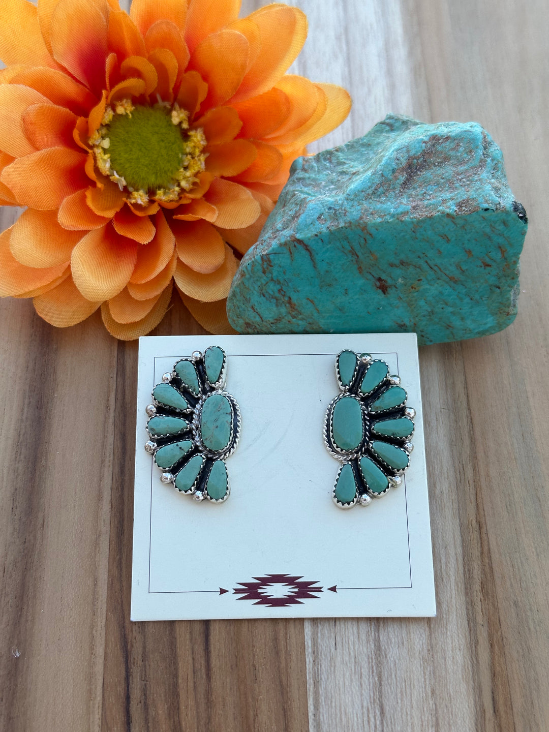 6 outlets Stones Turquoise Cluster Earring.