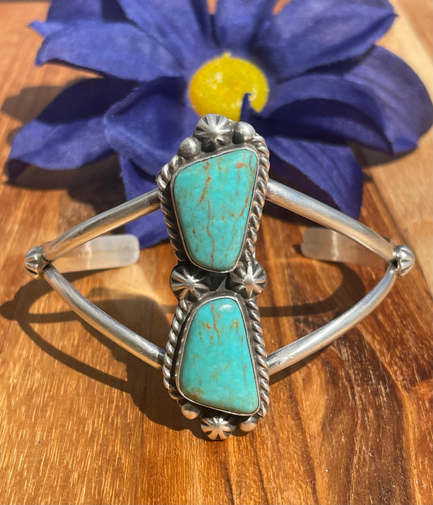 2 Stone #8 Turquoise Rectangle Bracelet