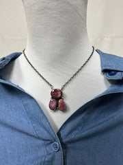 3 Stone Spiny Fixed Pendant Necklace