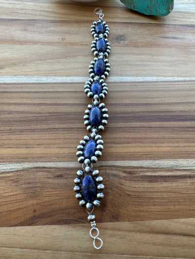 Lapis pearl Flower Bracelet