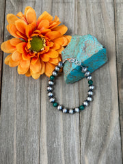 Malachite and "Navajo Style" Pearl Bracelet