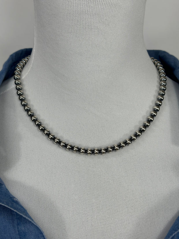 5MM " Navajo Style" Sterling Pearls Necklaces