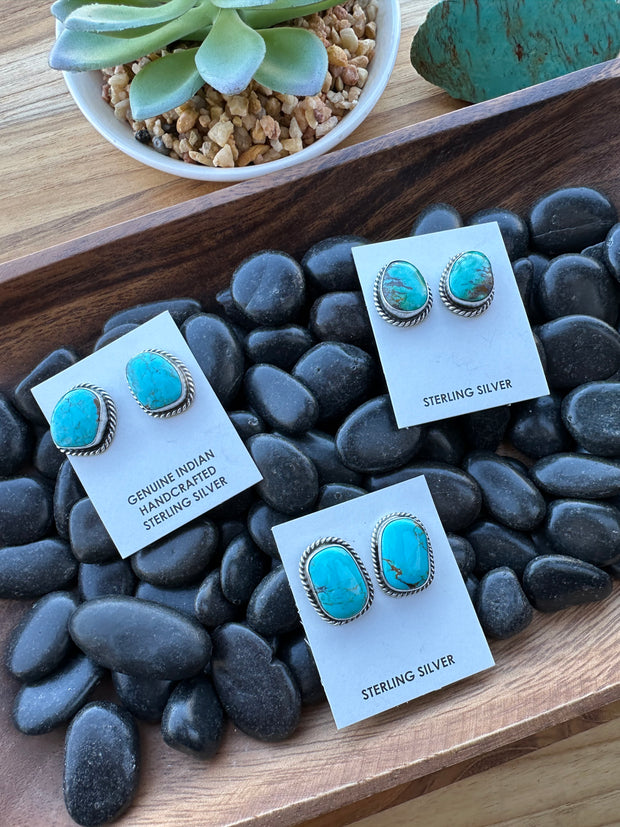 Kingman Turquoise Square Earrings