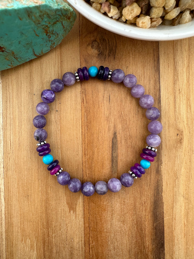 Amethyst and Turquoise Stretch Bracelet