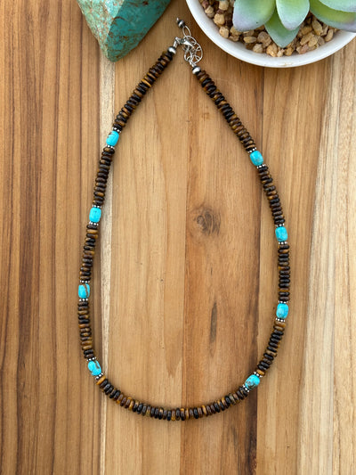 20" Tiger Eye and Kingman Bead Necklace