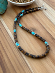 20" Tiger Eye and Kingman Bead Necklace