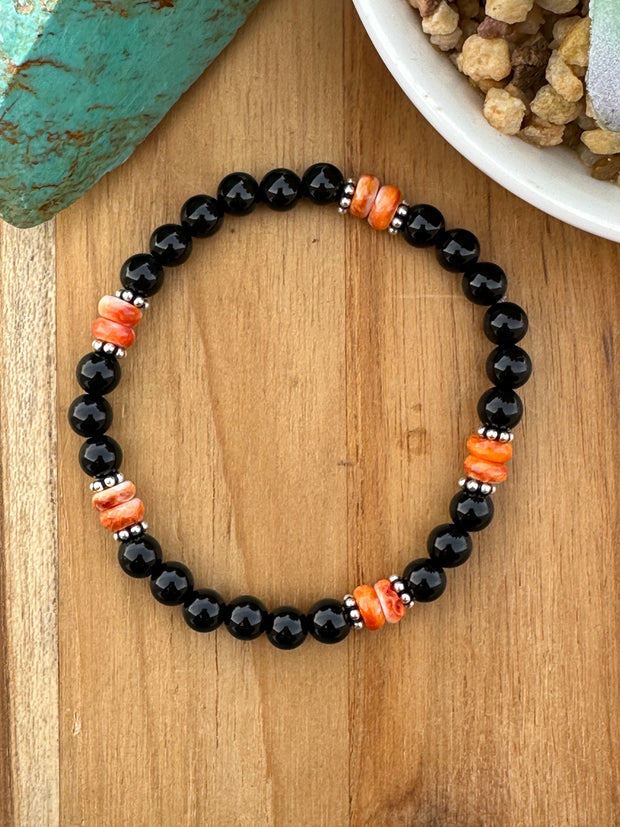 Black Onyx and Spiny Stretch Bracelet