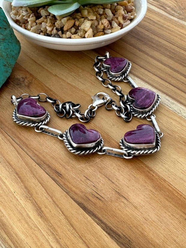 16" Purple Spiny Heart Necklace