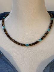 20" Tiger Eye and Kingman Bead Necklace