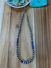 16" Mohave and Navajo Sterling Pearl Necklace