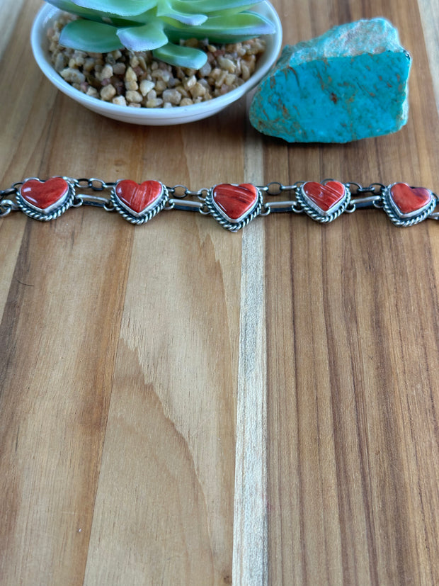 Red Spiny Heart Choker Necklace