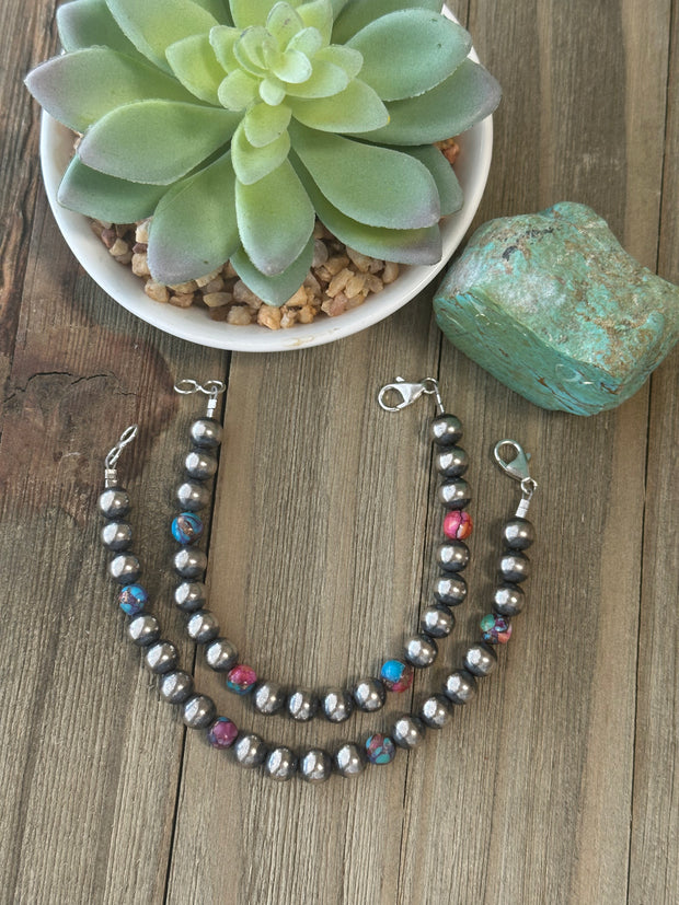 Dalia and "Navajo Style" Pearl Bracelet
