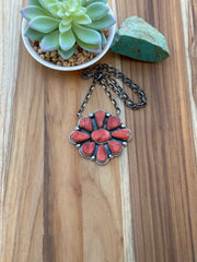 Red Spiny Fixed Pendant Necklace