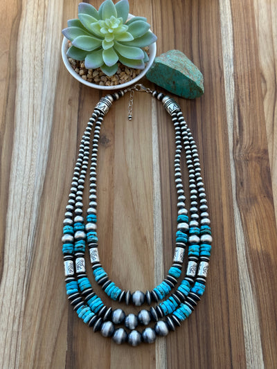 Multi Strand Turquoise and Pearl Necklace