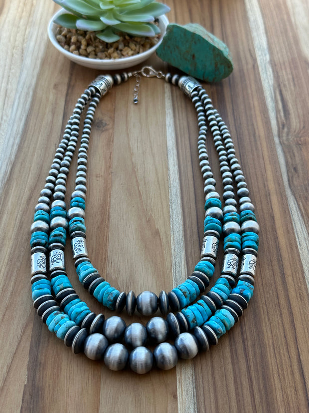 Multi Strand Turquoise and Pearl Necklace