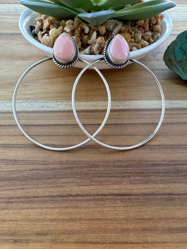 Pink Conch Hoop Earrings