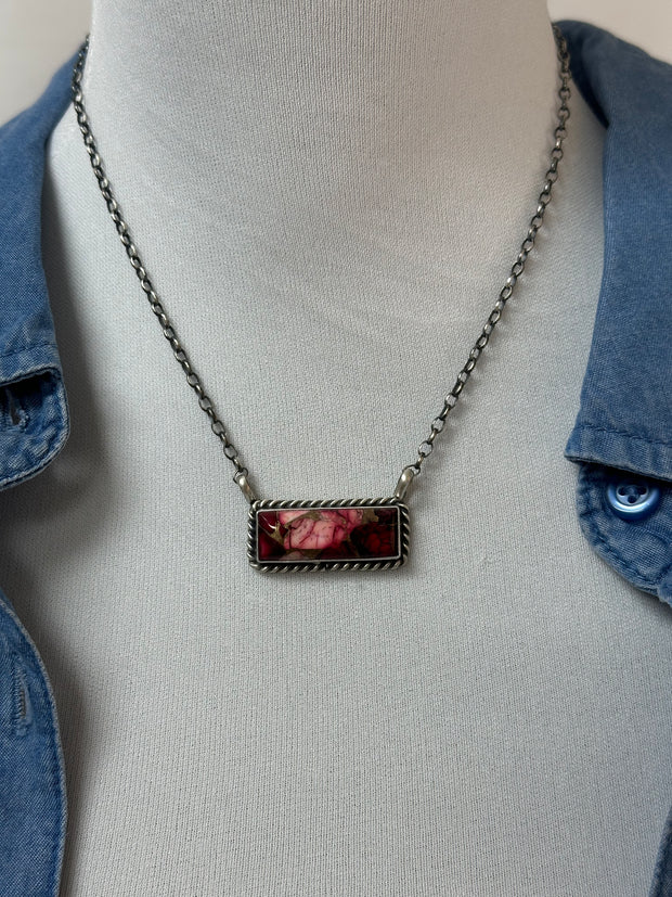 Dahlia Rose Bar Necklace